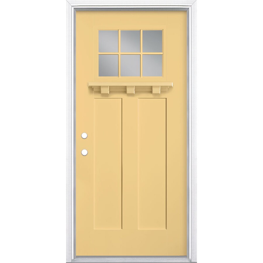 Masonite Craftsman Clear Glass Right Hand Inswing Cabana Yellow