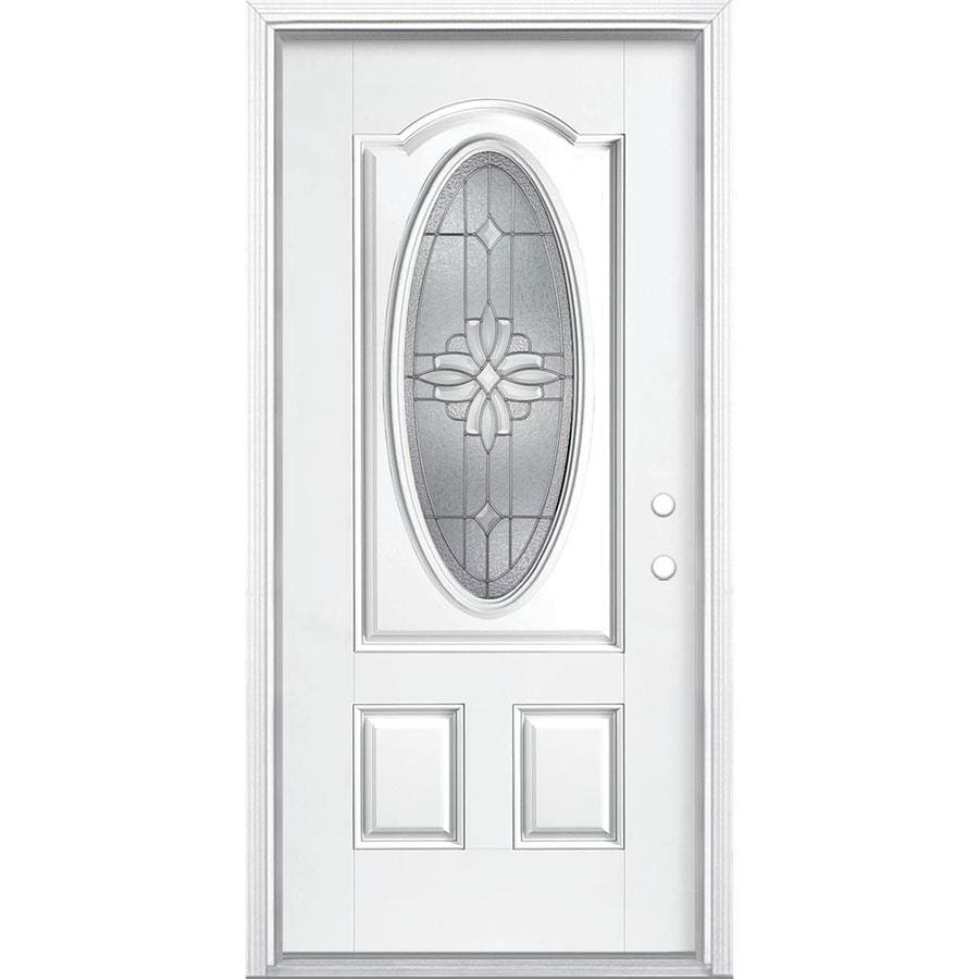 Masonite Laurel Oval Lite Decorative Glass LeftHand Inswing Arctic