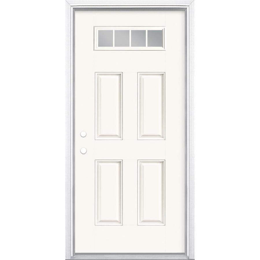 Masonite 1/4 Lite Clear Glass Right-Hand Inswing Modern White Painted ...
