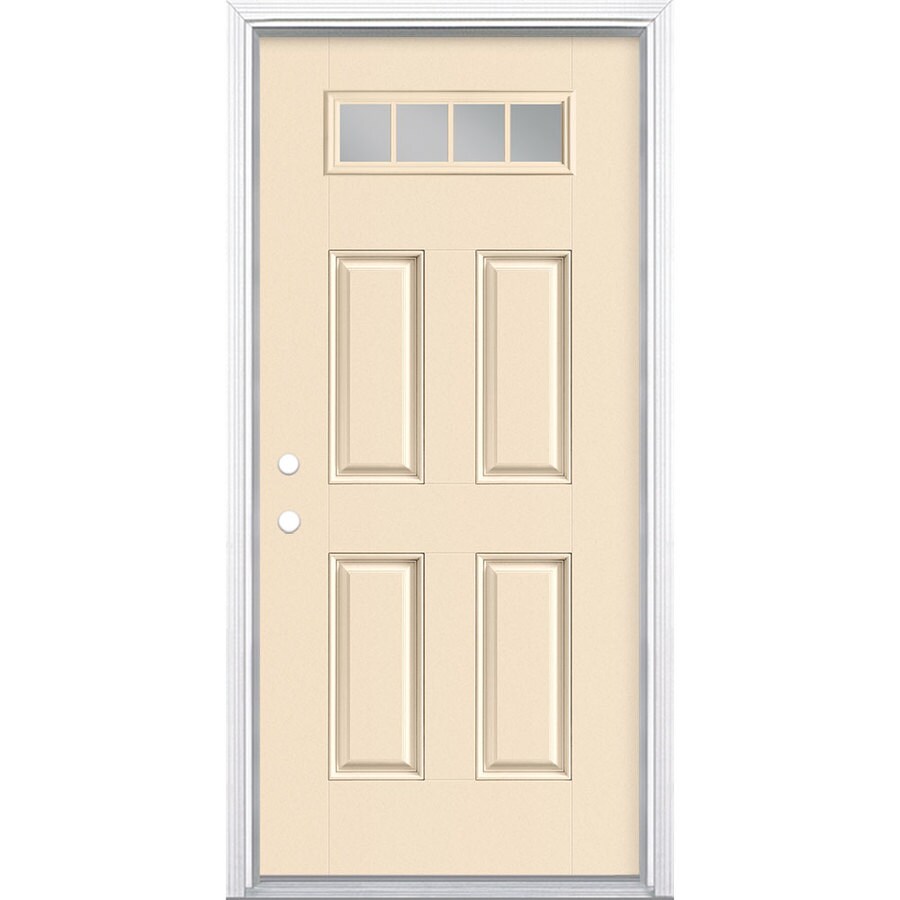 Masonite 3 4 Lite Clear Glass Right Hand Inswing Bisque Painted Fiberglass Prehung Entry Door