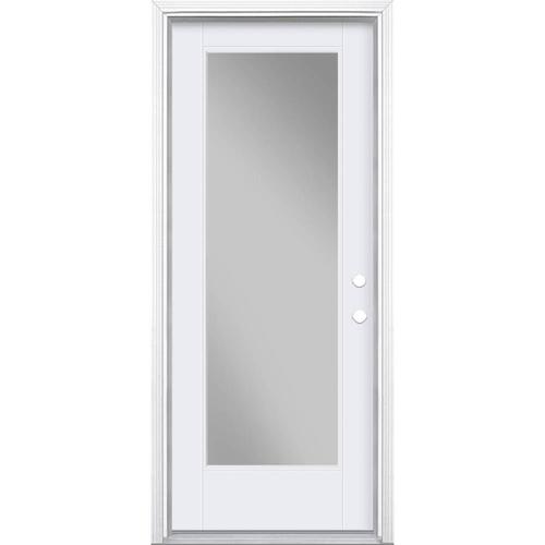 Masonite Full Lite Clear Glass Left Hand Inswing Primed Fiberglass