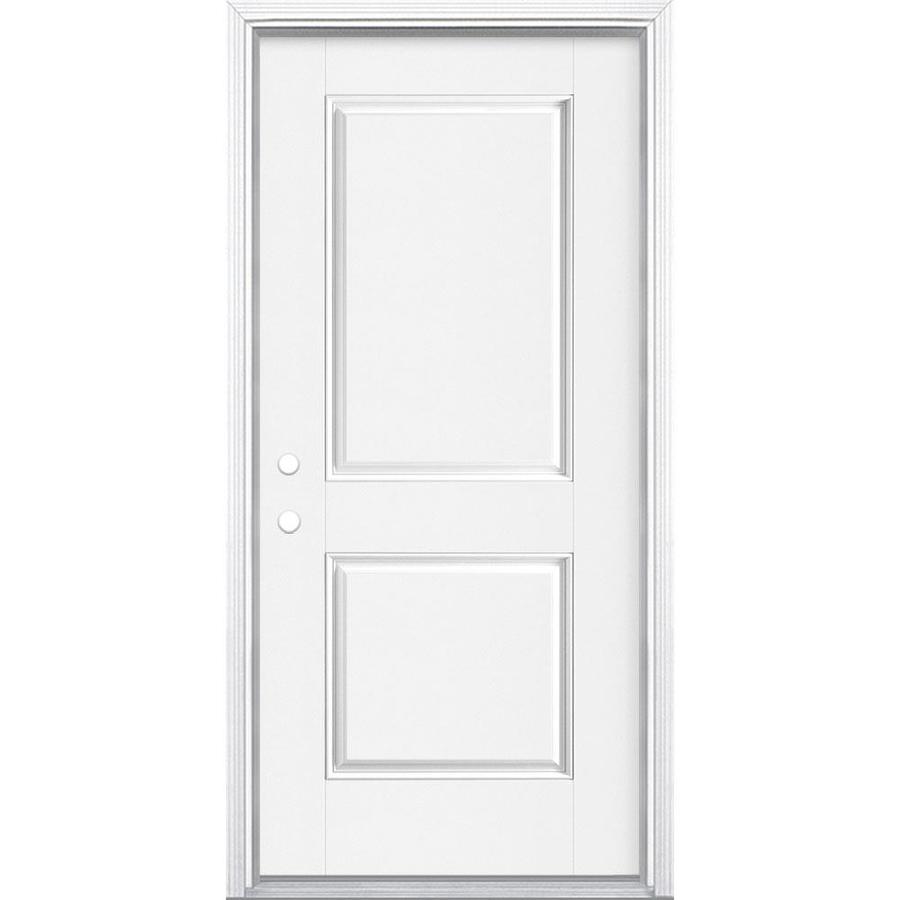Masonite Right Hand Inswing Modern White Painted Fiberglass