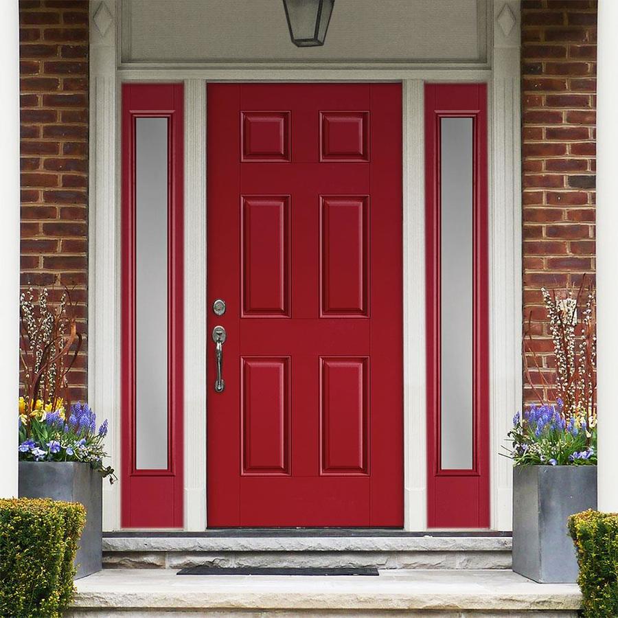 Masonite Clear Glass Right-Hand Inswing Roma Red Painted Fiberglass ...