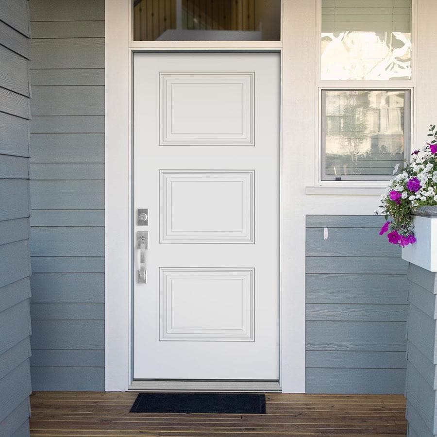 Masonite Right-Hand Inswing Primed White Primed Steel Prehung Entry ...