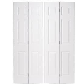 Bifold Sliding Closet Doors At Lowes Masonite Clics Primed 6 Panel Molded Composite Bifold Door With Hardware Common 60