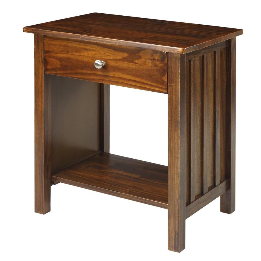 Casual Home Night Owl Warm Brown Pine Nightstand In The Nightstands Department At Lowes Com