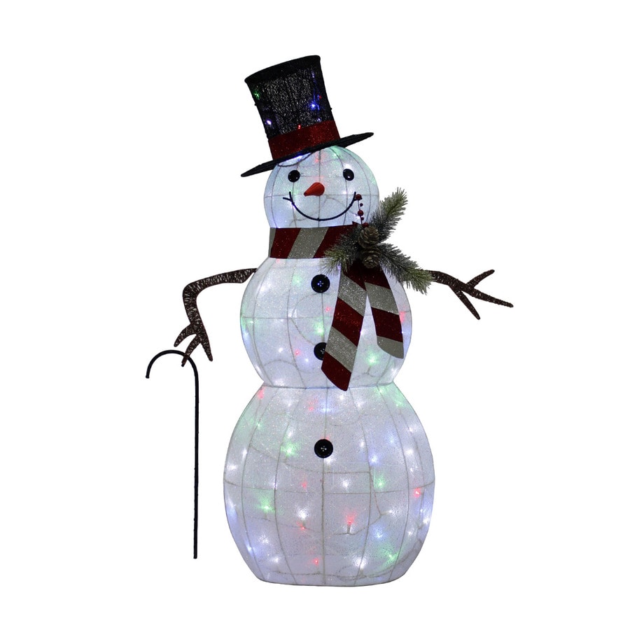 Holiday Living Snowman Sculpture with Multicolor LED Lights in the ...