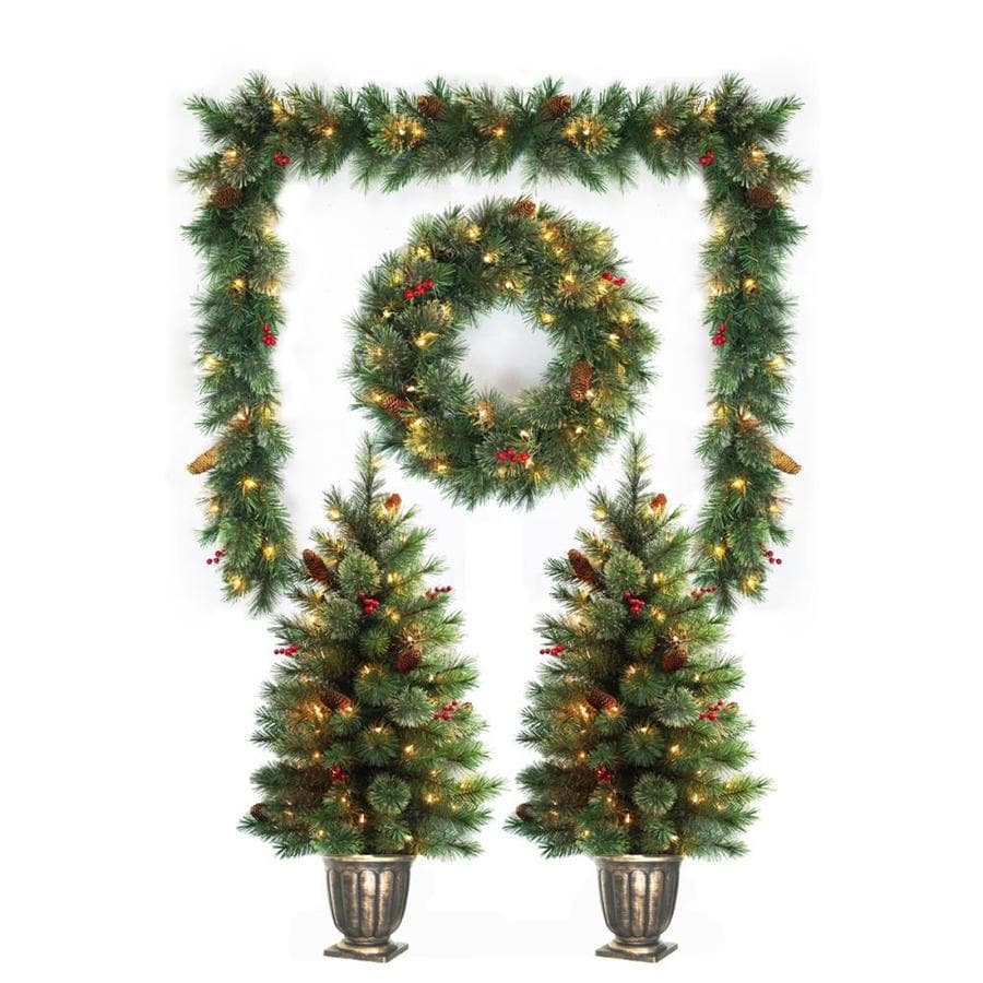 Holiday Living 4Pack Front Door Decoration Kit with White Incandescent