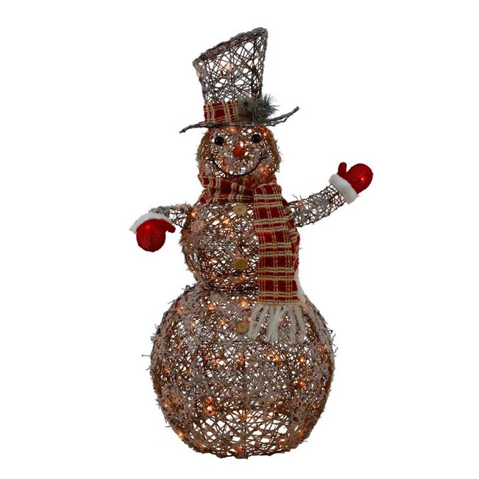 Holiday Living 50-in Snowman Sculpture with Clear Incandescent Lights ...