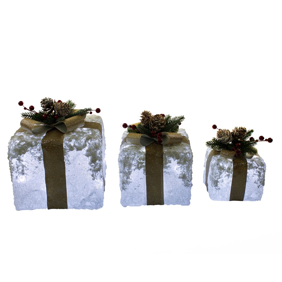 Holiday Living 10-in Gift Boxes Sculpture with White LED Lights in the