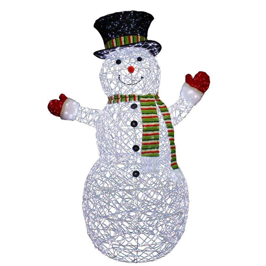 72in Snowman Sculpture with White LED Lights at