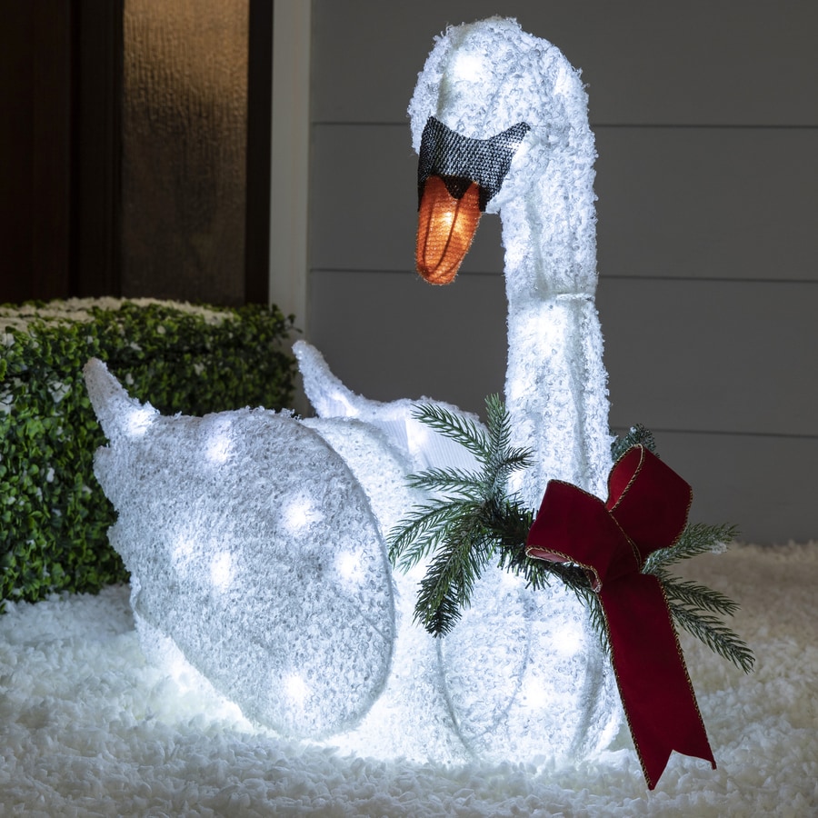 Holiday Living 22-in Swan Sculpture with White LED Lights in the ...