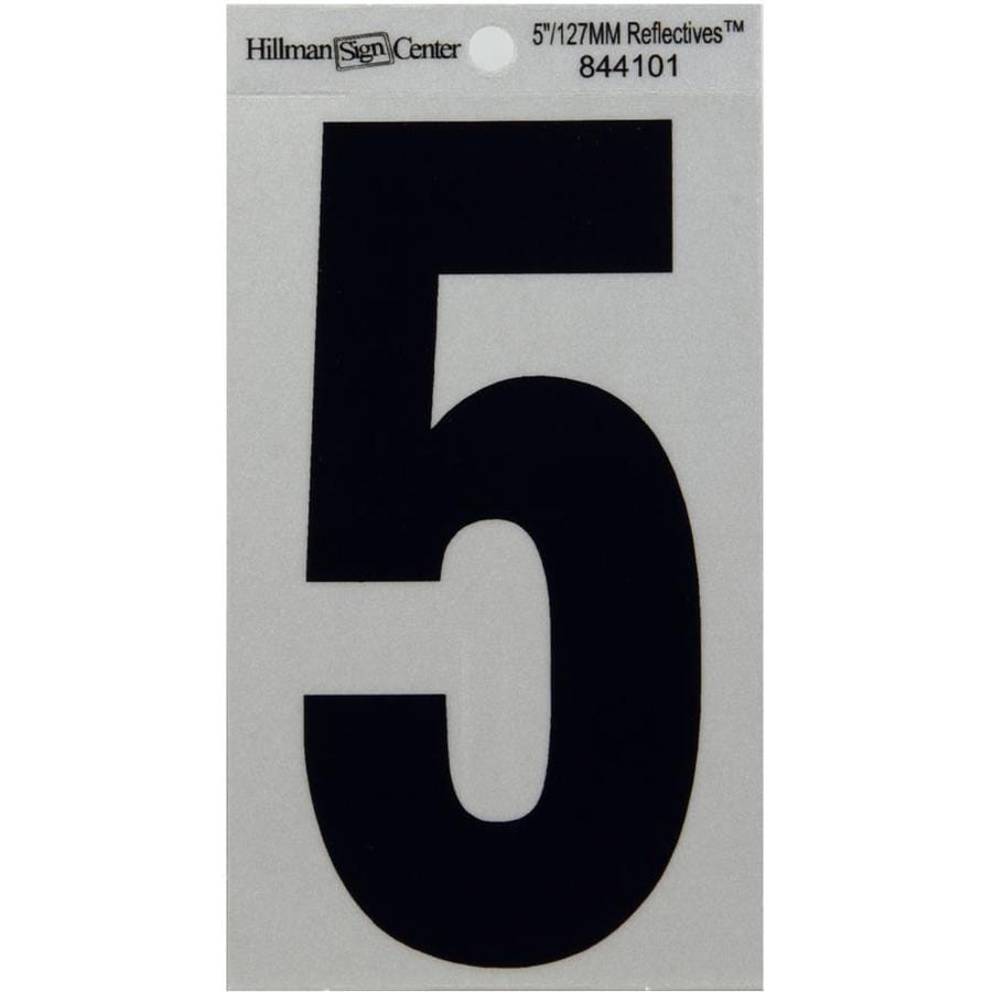 Shop Hillman 5in Reflective Black/White House Number 5 at