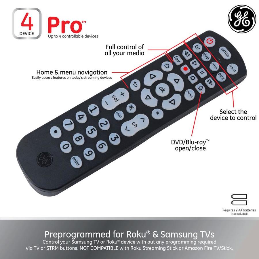 GE Universal 3/4/8Device Remote Control TV Multi player DVD DVR cable