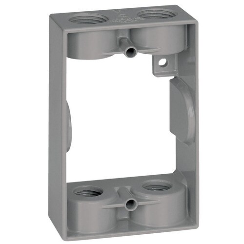 Weatherproof Extension Ring 1 Gang Gray Metal Weatherproof New Work Standard Box Extender Exterior Electrical Box