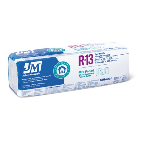 Johns Manville 11-Pack R-13 Fiberglass Insulation (7-ft 9-in L X 15-in ...