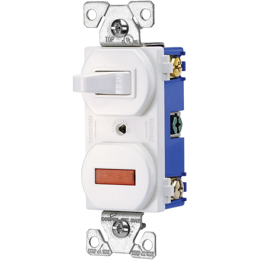 Eaton 15 Amp Single Pole White Combination Light Switch At