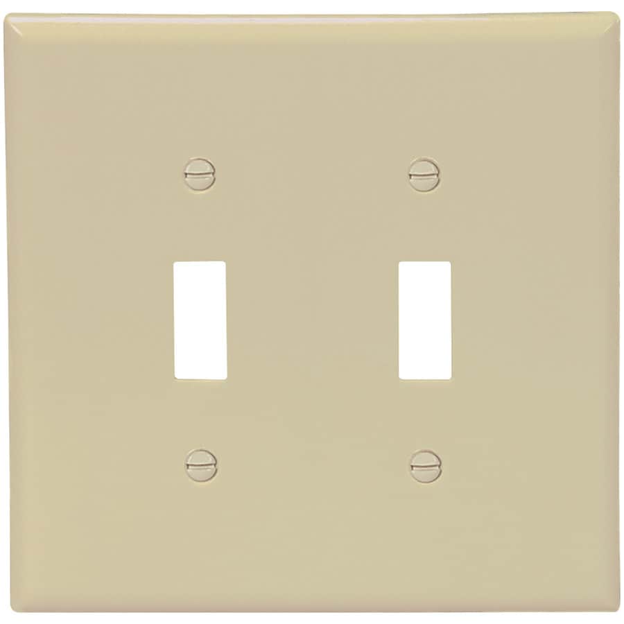 Eaton 2Gang Ivory Double Toggle Standard Wall Plate in the Wall Plates