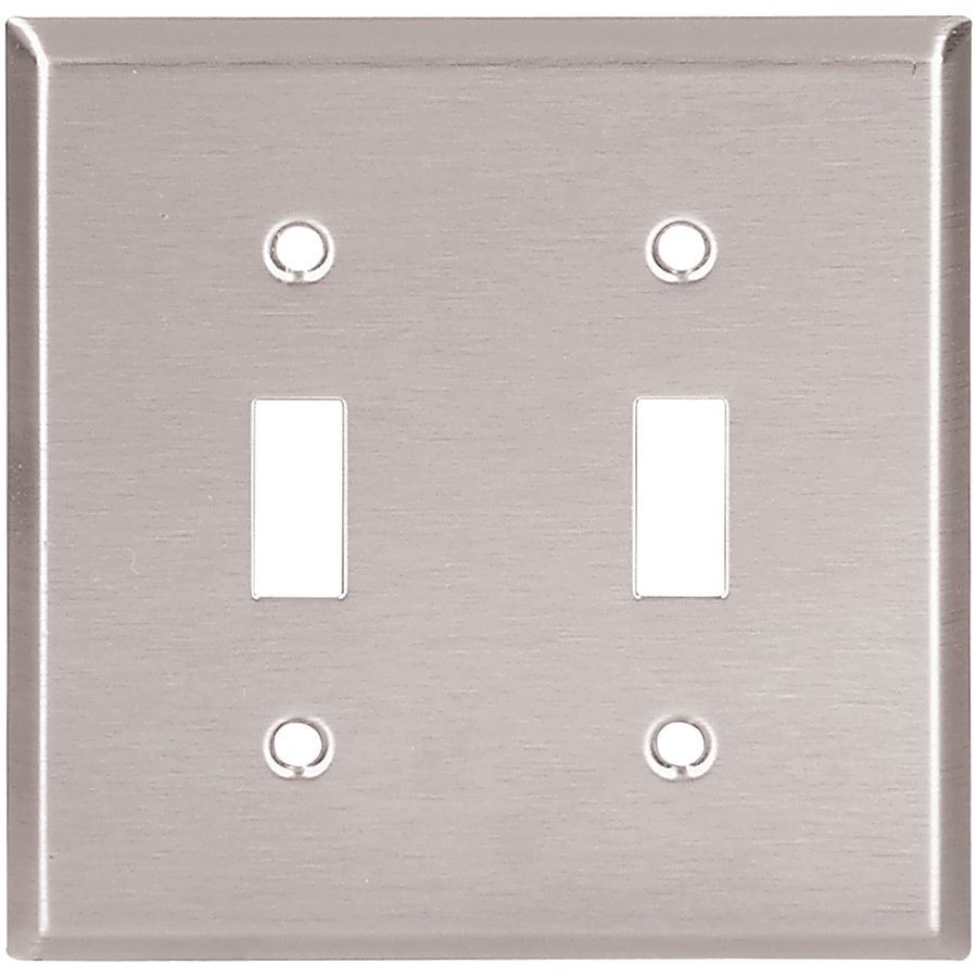 Eaton 2-Gang Stainless Steel Double Standard Wall Plate at Lowes.com