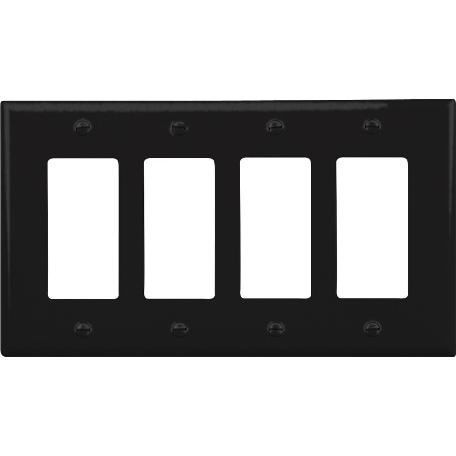 Cooper Wiring Devices 4-Gang Black Wall Plate at Lowes.com