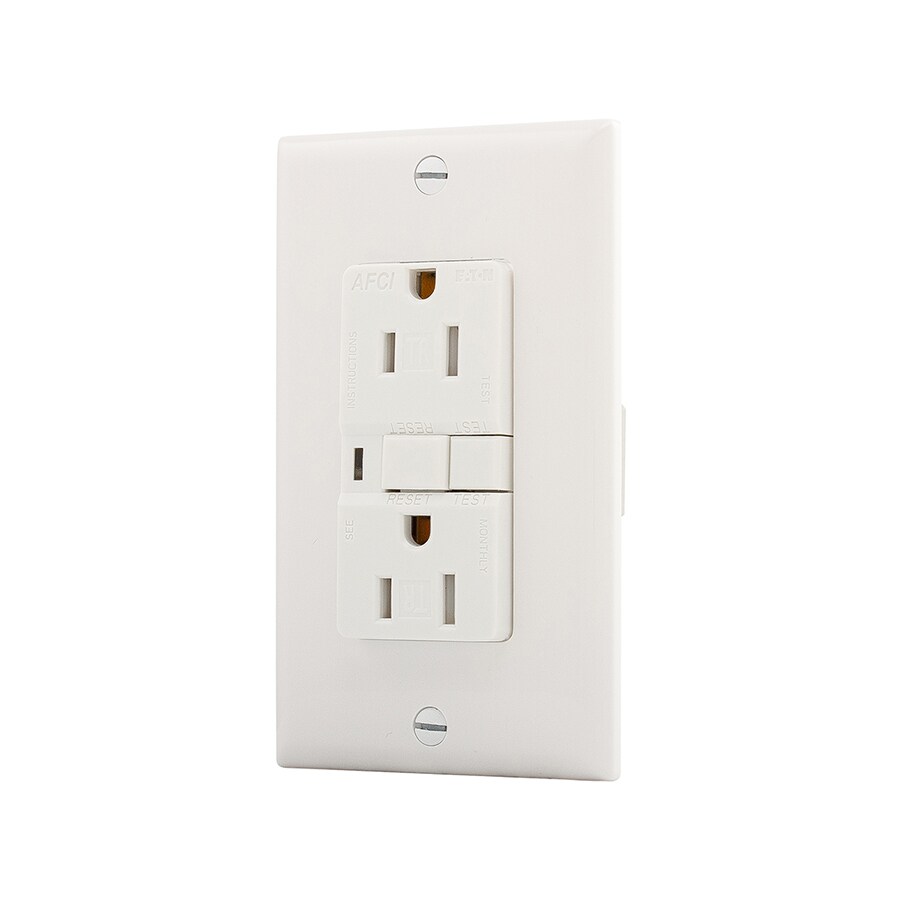 Eaton White 15Amp Decorator Outlet AFCI Residential at