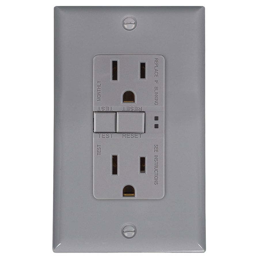 Eaton Gray 15-Amp Decorator Outlet GFCI Residential at ...