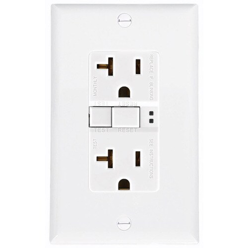 Eaton White 20Amp Decorator with Wall Plate Outlet GFCI Residential