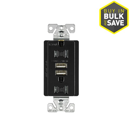 Eaton Black 15Amp Decorator Tamper Resistant USB Outlet Residential