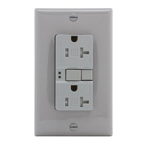 Eaton Gray 20Amp Decorator Tamper Resistant with Wall Plate Outlet