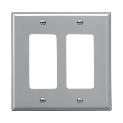 Eaton 2Gang Gray Double Decorator Midsize Wall Plate at