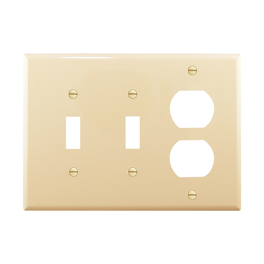 Eaton 3Gang Ivory Double Midsize Wall Plate at