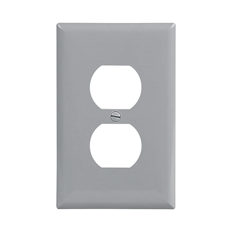Eaton 1Gang Gray Single Duplex Midsize Wall Plate in the Wall Plates