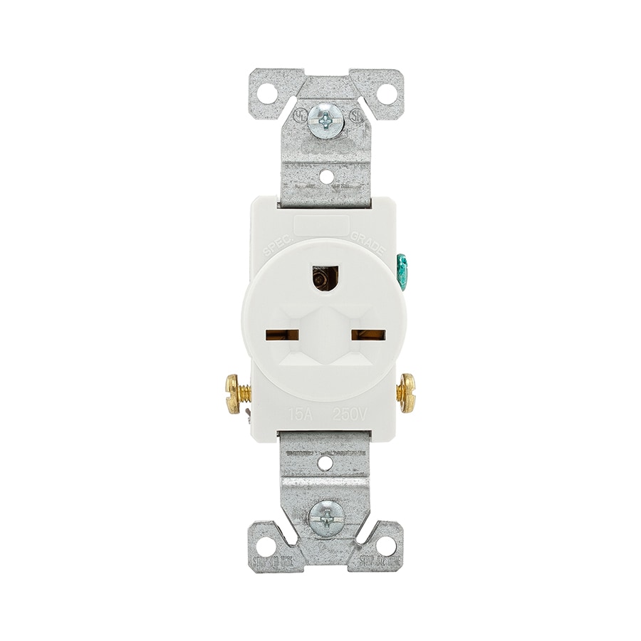 Eaton White 15 Amp Round Outlet Commercial At