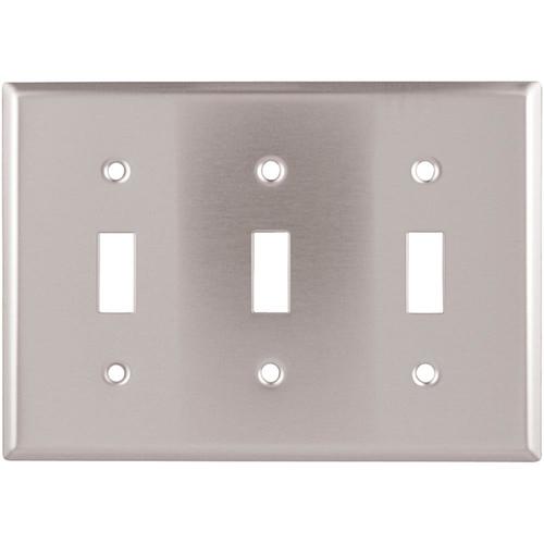 Eaton 3Gang Stainless Steel Single Toggle Standard Wall Plate in the