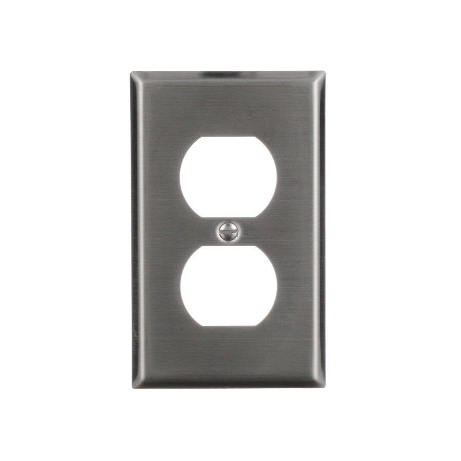 Eaton 1Gang Stainless Steel Duplex Standard Wall Plate in the Wall