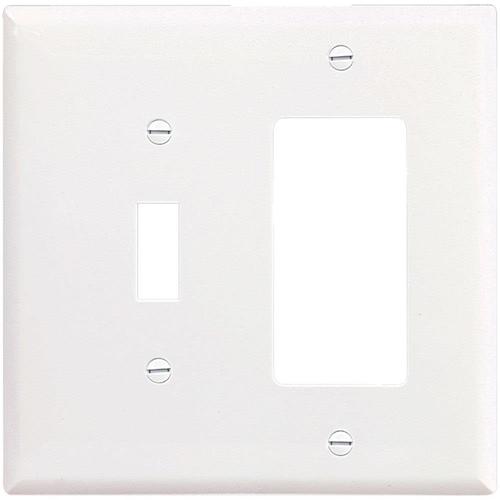 Eaton 2Gang White Double Toggle/Decorator Midsize Wall Plate in the