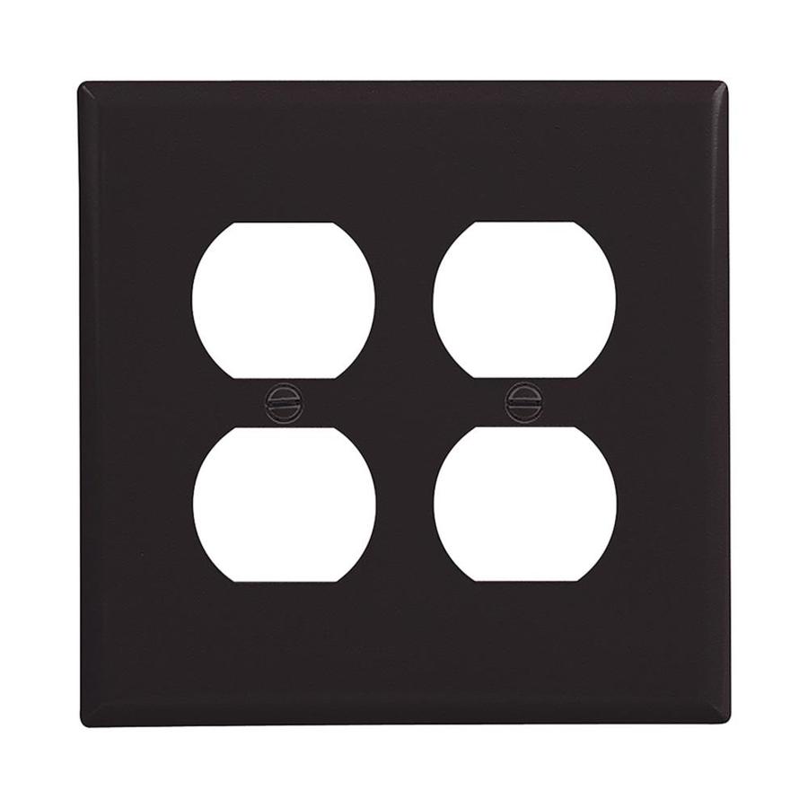 Eaton 2Gang Black Single Duplex Midsize Wall Plate in the Wall Plates