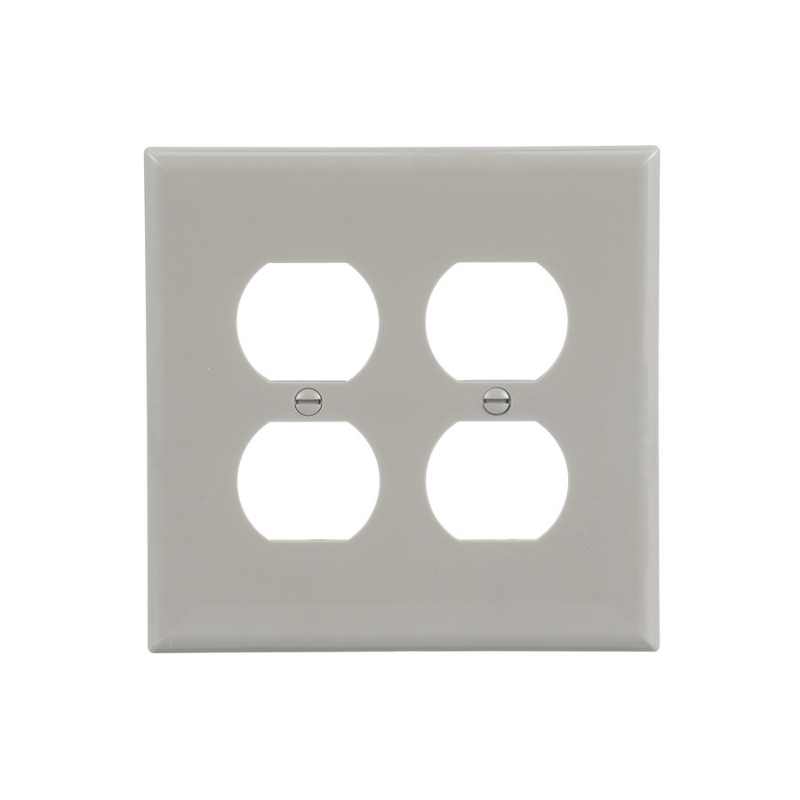 Eaton 2Gang Gray Duplex Midsize Wall Plate in the Wall Plates