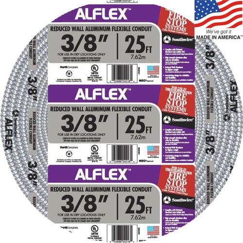 Southwire 3/20.3 Cm Flexibles Aluminium-Kabelschutzrohr – 7,6 M Für Elektrische Leitungen & Datenkabel