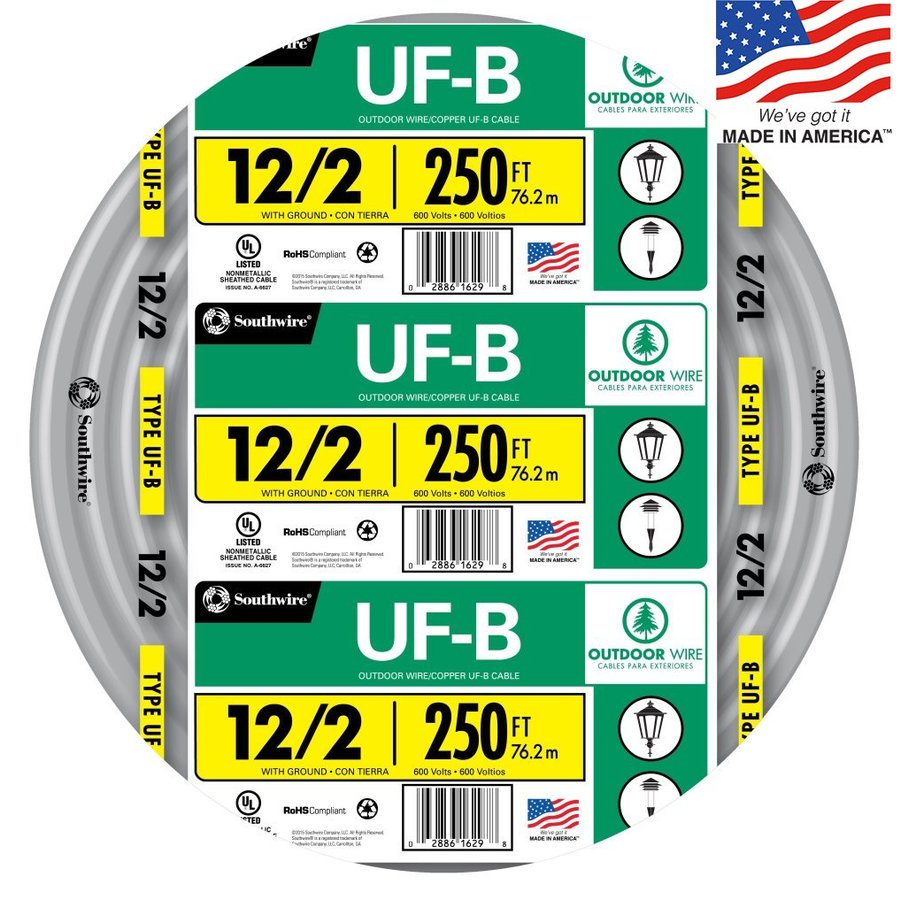 Southwire 250 ft 12 2 UF Wire By the Roll At Lowes