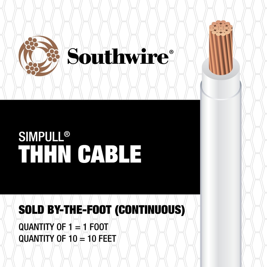 Southwire SIMpull 2-AWG Stranded White Copper THHN Wire (By-the-Foot)