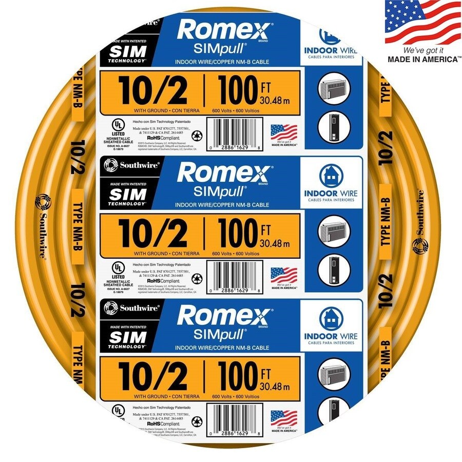 Shop Romex SIMpull 100 ft 10 2 Non Metallic Wire By the Roll At Lowes