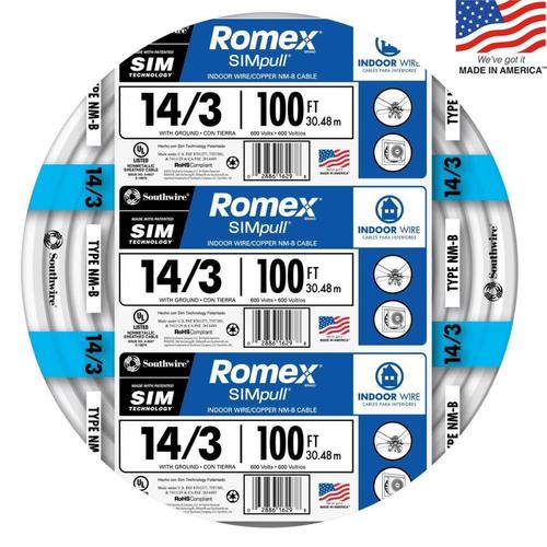 By-the-Roll 250-ft 14//2 Romex SIMpull Non-Metallic Wire NM-B Cable Indoor Wire