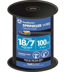 Southwire 49273643 100  18/7 Multi-Conductor Sprinkler Wire for Outdoor use Black  100 Ft