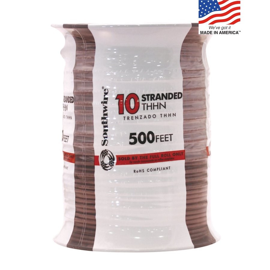 Shop Southwire 500-ft 10 AWG Stranded Brown Copper THHN Wire (By-the ...