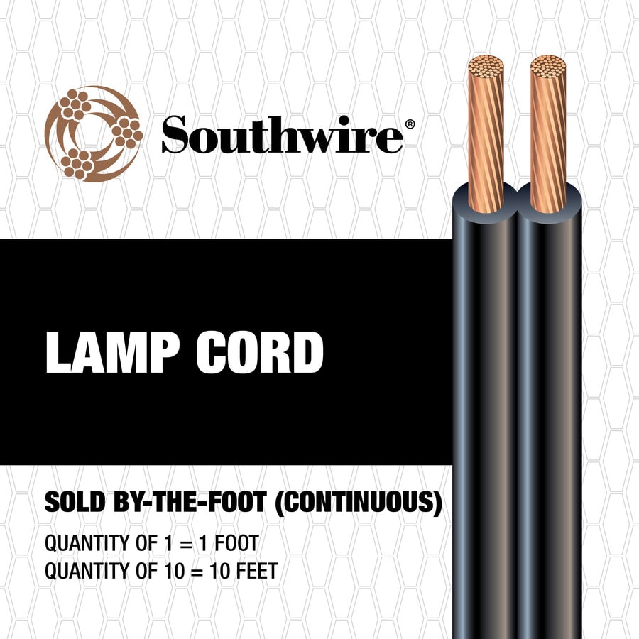 16-AWG 2-Conductor Black Lamp Cord (By-the-Foot)