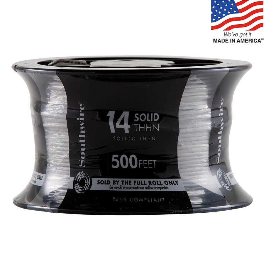 Southwire 500-ft 14-awg Solid White Copper Thhn Wire (by-the-roll) At 