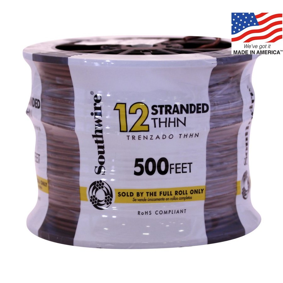 Southwire 500-ft 12-AWG Stranded Red Copper THHN Wire (By-the-Roll)