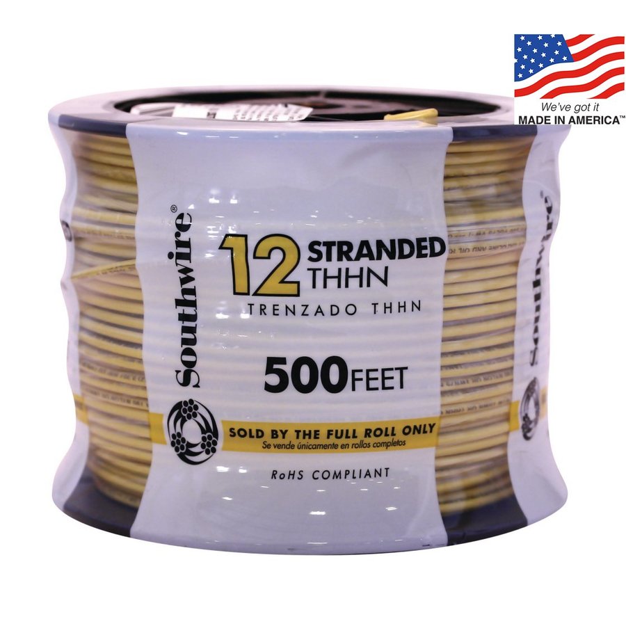 Southwire 500-ft 12-AWG Stranded Yellow Copper THHN Wire (By-the-Roll ...