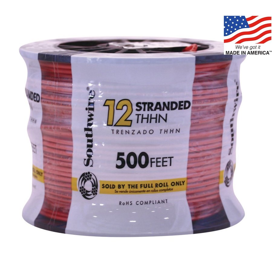 Southwire 500-ft 12-AWG Stranded Orange Copper THHN Wire (By-the-Roll ...